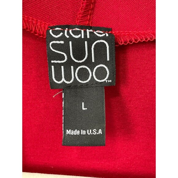 Clara Sunwoo Open Front Cardigan Size Large Long Sleeve Cozy Red Polyester NEW - Picture 3 of 8